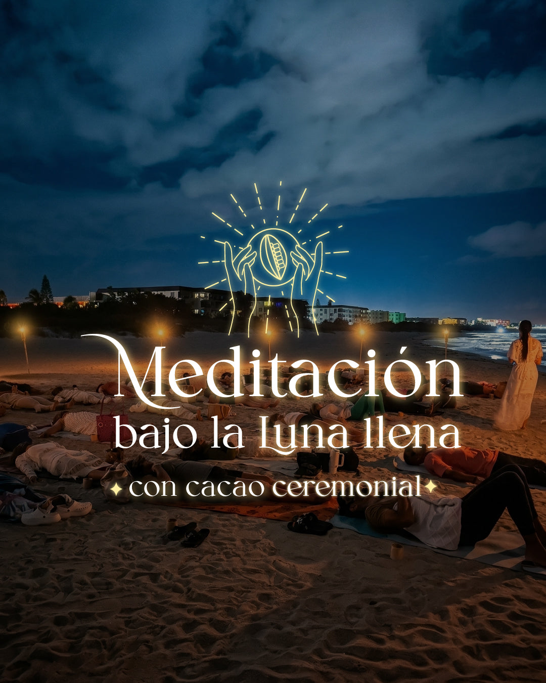 Meditación bajo la Luna llena en la Playa